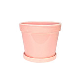 Pink Vintage Stoneware Painted Pot with Saucer (13cm x 11cm)