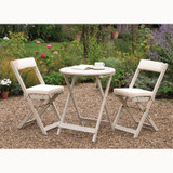 Raffles Acacia Bistro Set with Cushions - White - Discontinued