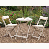 Raffles Acacia Bistro Set with Cushions - White - Discontinued