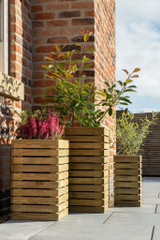 Contemporary Slatted Planter Set