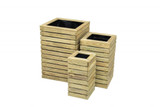 Contemporary Slatted Planter Set