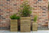 Contemporary Slatted Planter Set Contemporary Slatted Planter Set