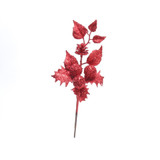 Red Glittered Holly Spray (38cm) Red Glittered Holly Spray (38cm)