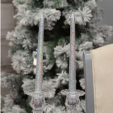 Set of 6 Silver Glitter Tealight & Dinner Candles