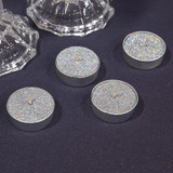 Set of 6 Silver Glitter Tealight & Dinner Candles
