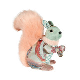Sage Green & Pink Embroidered Squirrel (22.5cm)