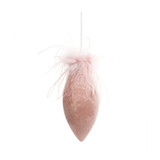 Pink Velvet Glass Droplet Bauble with Feather (H16cm) Pink Velvet Glass Droplet Bauble with Feather (H16cm)