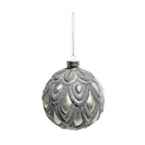 Pewter Ruffled Velvet Glass Bauble (Dia10cm)