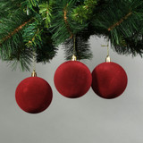 8cm Bright Red Velvet Baubles (Set of 6)