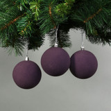 8cm Deep Purple Velvet Baubles (Set of 6) 8cm Deep Purple Velvet Baubles (Set of 6)