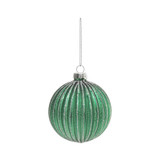 Green Glitter Stripe Glass Bauble (Dia8cm)