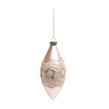 Pink Glass Droplet Bauble with Lace Detailing (H12cm)