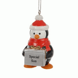Penguin personalised Christmas tree decoration - 'Special Son' by Suki Gifts