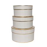 Set of 3 White Hat Boxes with Gold Trim