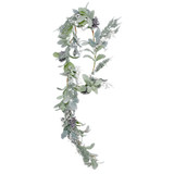 Lambs Ear, Holly, Pine Cone & White Berry Flocked Garland (180cm) Lambs Ear, Holly, Pine Cone & White Berry Flocked Garland (180cm)