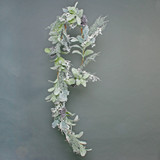 Lambs Ear, Holly, Pine Cone & White Berry Flocked Garland (180cm) Lambs Ear, Holly, Pine Cone & White Berry Flocked Garland (180cm)