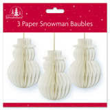 Snowmen Paper Baubles (Pack of 3)