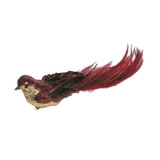 Burgundy Sequin & Glitter Feather Bird with Clip L29cm