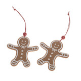 Set of 2 Felt Gingerbread Man Hangers (7.5cm) 
