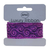 Purple With Glitter Swirls Ribbon (30mm X 2m)