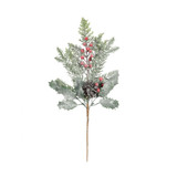 Frosted Foliage, Cone & Red Berry Pick (H48cm)