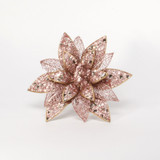 Rose Gold Christmas Flower with Clip (22cm) Rose Gold Christmas Flower with Clip (22cm)