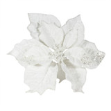 White Velvet Poinsettia Flower with Clip (Dia25cm) White Velvet Poinsettia Flower with Clip (Dia25cm)