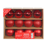 Red Bauble on Wire - Matt/Shiny/Glitter (Pack of 12) 