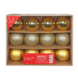 Gold Bauble on Wire - Matt/Shiny/Glitter (Pack of 12)  Gold Bauble on Wire - Matt/Shiny/Glitter (Pack of 12)