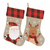 Plush Tartan Christmas Stocking (Assorted)  Plush Tartan Christmas Stocking (Assorted)