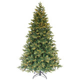Prelit Green Christmas Tree with Metal Stand (7ft)