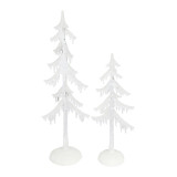 Set of 2 White Christmas Tree with Lighting (46cm/34cm)