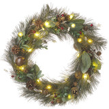 Light Up Fir Cones & Stars Wreath