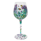 Thistles & Bees Hand Painted Wine Glass