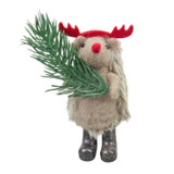 Felt Hedgehog with Antlers and Spruce Hanging Decoration (12cm)