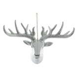 Metallic Reindeer Head Hanging Decoration - Silver (30cm)