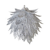 Glitter Floral Hanging Decoration - Silver (10cm) Glitter Floral Hanging Decoration - Silver (10cm)