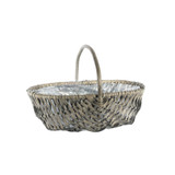 Grey Oval Split Willow Basket Handle and Liner (31cm)