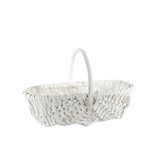 White Oval Split Willow Basket with Handle and Liner (37cm) - Discontinued