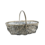 Grey Oval Split Willow Basket Handle and Liner (37cm) 