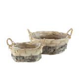 Set of 2 Oval Two Tone Baskets with Ears Set of 2 Oval Two Tone Baskets with Ears