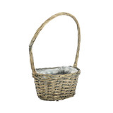 Grey Wash Oval Split Willow Basket with High Handle Grey Wash Oval Split Willow Basket with High Handle