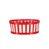 Red and White Oval Wooden Drum Tray Planter Red and White Oval Wooden Drum Tray Planter