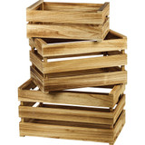 Light Brown Rustic Wooden Crates (Set of 3) Light Brown Rustic Wooden Crates (Set of 3)