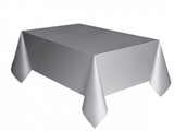Silver Rectangle Plastic Table Cover (54 x 108 Inch)