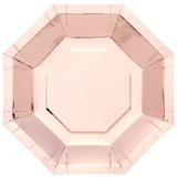 Metallic Rose Gold Octagonal Plates (23cm)
