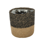 Black & Natural Jute Basket (14 x 14cm)
