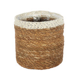 Natural & Silver Hogla Basket With Liner (16 x 16cm)