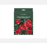 Red & Green Ribbon Bow Set (Pack of 21)