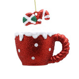 Glitter Christmas Candy Cane Cup Hanging Ornament (10cm)